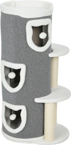 PawHut Torre para Gatos de 4 Níveis Árvore para Gatos Estável com Arranhadores em Sisal e Acabamento em Pelúcia 50x36x101cm Cinza | Aosom Portugal