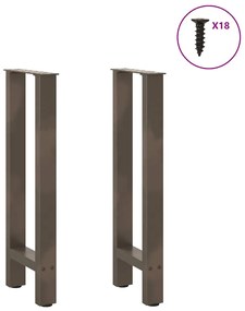 Pés de mesa de console em aço natural, 2 peças, 28x(72-73) cm, aço