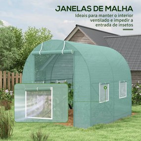 Estufa Tipo Túnel 245x200x198cm Estufa de Jardim com Janelas e Portas