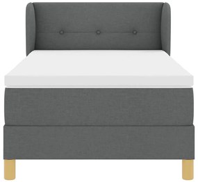 Cama Box com Colchão vidaXL em Cinza Escuro, 90x190 cm, Tecido