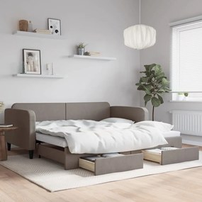 vidaXL Sofá-cama c/ gavetão/gavetas 100x200cm tecido cinza-acastanhado