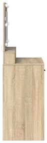Mesa de Maquiagem vidaXL com Luzes LED Carvalho Sonoma 79x41x135 cm