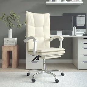 vidaXL Cadeira de escritório reclinável couro artificial cor creme