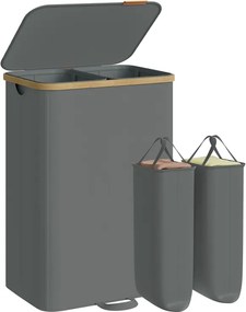 Cesto da roupa suja com tampa e saco removível 52 x 38,5 x 75 cm, 150 L, cinzento ardósia