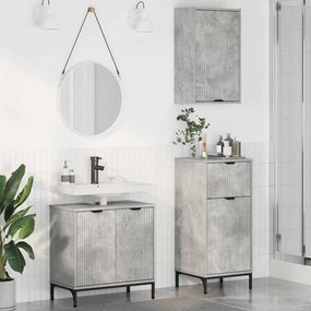 vidaXL Conjunto de Móveis para Banheiro Xadrez 3 pcs Cinzento cimento