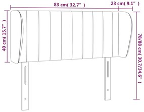 Cabeceira de cama c/ abas veludo 83x23x78/88 cm cinzento-escuro