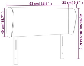 Cabeceira de cama c/ abas tecido 93x23x78/88 cm cinzento-claro