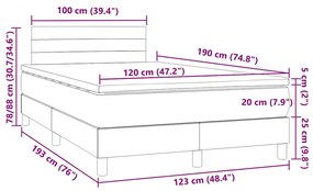 Cama box spring c/ colchão e LED 120x190 cm tecido preto