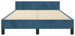 Estrutura de cama com colchão azul escuro 120x190 cm Veludo