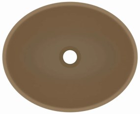 Lavatório luxuoso formato oval 40x33 cm cerâmica creme mate