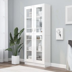 vidaXL Armário vitrine derivados de madeira branco brilhante