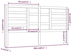 Cabeceira de cama 206x4x104 cm pinho maciço preto