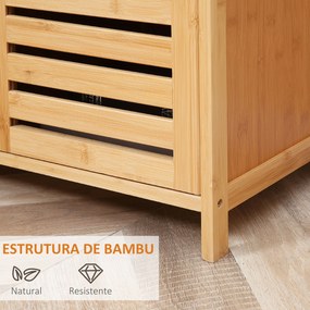 Aparador de 3 Portas Aparador em Bambu com Estantes para Sala de Jantar Cozinha Entrada 100x35x82 cm Madeira