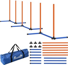 PawHut Conjunto Agility para Cães equipamento de 3 peças com estacas de slalom bolsa de transporte conjunto de treino para todos os tamanhos de cães Laranja | Aosom Portugal