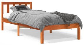 vidaXL Cama sem colchão 75x190 cm madeira de pinho maciça castanho-mel