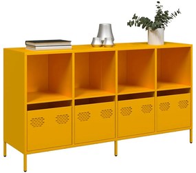 Aparador 135x39x73,5 cm aço laminado a frio amarelo mostarda