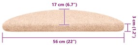 Tapetes escada autoadesivos 10 pcs 56x17x3 cm agulhado creme