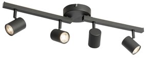 LED Foco de teto preto GU10 50mm 4 luzes com luz de fundo - Back Up Moderno