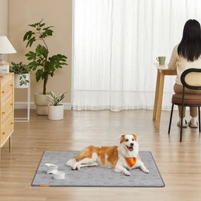 Conjunto de 2 tapetes para cachorros, laváveis, , 152 x 122 cm, Cinzento