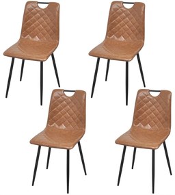 vidaXL Cadeiras de jantar 4 pcs couro artificial castanho-claro
