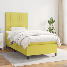 vidaXL Cama com molas/colchão 80x200 cm tecido verde