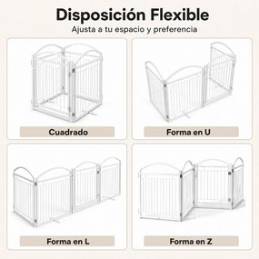 Parque para Cães Dobrável, 240 x 81 cm, Painéis Modulares, Branco