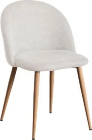 Pack De 2 Cadeiras De Jantar Estofadas E Em Aço Kana Madeira Natural & Tecido Branco Quebrado & Tecido - Sklum
