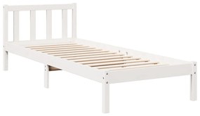 Cama extra longa sem colchão 80x220 cm pinho maciço branco