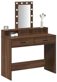 mesa de maquilhagem vidaXL com luzes LED Carvalho Castanho 100x41x140