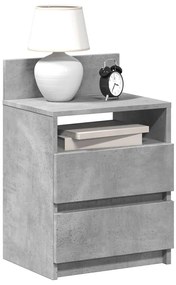 Mesas de cabeceira 2pcs c/ 2gavetas 40x33x60cm cinzento cimento