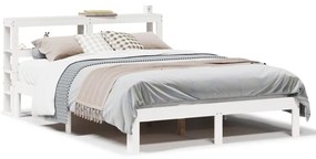 Estrutura de cama c/ cabeceira 150x200 cm pinho maciço branco