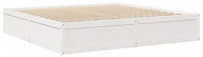 Cama com colchão 200x200 cm pinho maciço branco