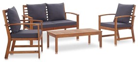 vidaXL 4 pcs conjunto lounge de jardim c/ almofadões acácia maciça