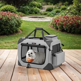 Bolsa dobrável de transporte para cães 60 x 42 x 42 cm cinzento