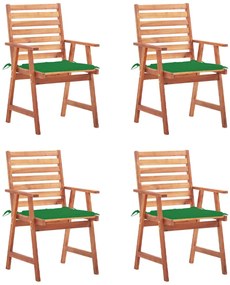 Cadeiras de jantar p/ jardim 4 pcs c/ almofadões acácia maciça