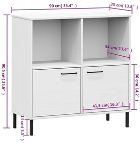 Estante c/ pernas metal 90x35x90,5cm madeira maciça OSLO branco