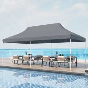 Tenda para festas, eventos jardim dobrável impermeável de 3 x 6 m com bolsa de transporte Proteção solar Tenda resistente Cinzento
