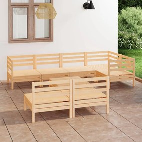 8 pcs conjunto lounge de jardim pinho maciço