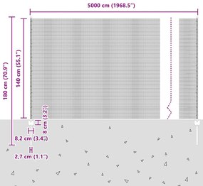 Cerca de Arame Soldado com 44 Postes em U Cinza 1.4x50 m Aço