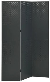 vidaXL Divisória de quarto com 3 painéis aço 120x180 cm antracite