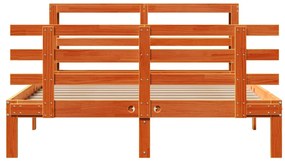 Estrutura cama c/ cabeceira 140x190cm pinho maciço castanho-mel