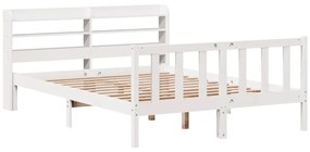 Cama sem colchão 150x200 cm madeira de pinho maciça branco
