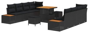 vidaXL Conjunto de Sofá de Jardim 11 pcs Preto vime PE