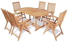 vidaXL Conjunto jantar exterior c/ cadeiras dobráveis 7pcs teca maciça