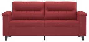 Sofá de 2 lugares 140 cm couro artificial vermelho tinto