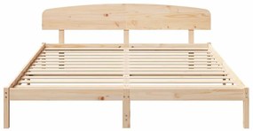 Estrado de Cama com Cabeceira 200x200 cm Madeira Maciça de Pinho