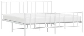 Estrutura de cama com cabeceira e pés 193x203 cm metal branco