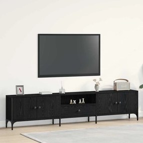 Armário para TV vidaXL com Gaveta Preto Carvalho 200x25x44 cm Madeira Engenharia