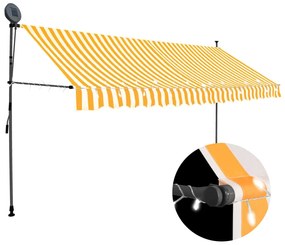 Toldo retrátil manual com LED 350 cm branco e laranja