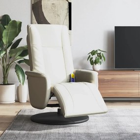 vidaXL Cadeira massagens reclinável c/apoio pés couro artificial creme